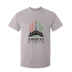 Happy Kwanzaa The 7 Principles African Nguzo Saba Kinara Candles African American Holiday T Shirt For Kid