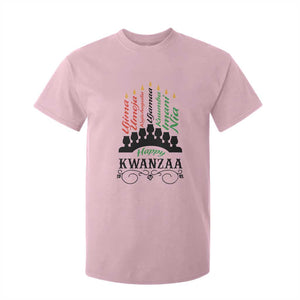 Happy Kwanzaa The 7 Principles African Nguzo Saba Kinara Candles African American Holiday T Shirt For Kid