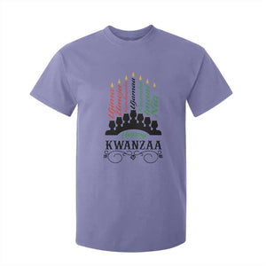 Happy Kwanzaa The 7 Principles African Nguzo Saba Kinara Candles African American Holiday T Shirt For Kid