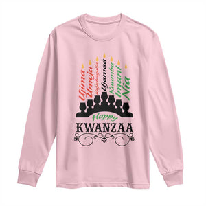 Happy Kwanzaa The 7 Principles African Nguzo Saba Kinara Candles African American Holiday Long Sleeve Shirt