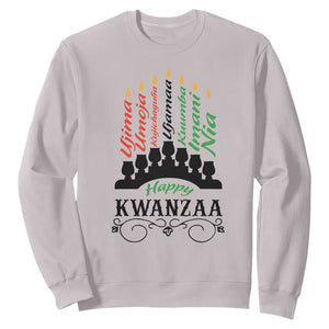 Happy Kwanzaa The 7 Principles African Nguzo Saba Kinara Candles African American Holiday Sweatshirt