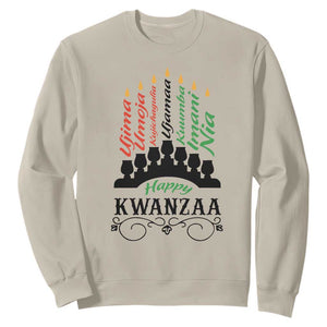 Happy Kwanzaa The 7 Principles African Nguzo Saba Kinara Candles African American Holiday Sweatshirt