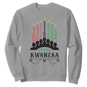 Happy Kwanzaa The 7 Principles African Nguzo Saba Kinara Candles African American Holiday Sweatshirt