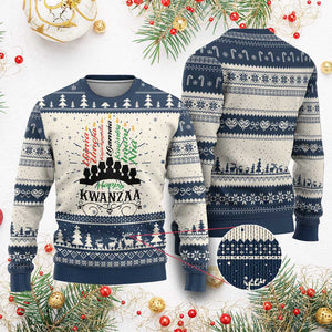 Happy Kwanzaa The 7 Principles African Nguzo Saba Kinara Candles African American Holiday Ugly Christmas Sweater