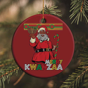 Funny Merry Kwanzaa Xmas Christmas Ornament African American Holiday Black Santa Kinara Candles