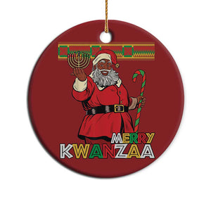 Funny Merry Kwanzaa Xmas Christmas Ornament African American Holiday Black Santa Kinara Candles