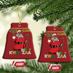 Funny Merry Kwanzaa Xmas Christmas Ornament African American Holiday Black Santa Kinara Candles