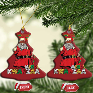 Funny Merry Kwanzaa Xmas Christmas Ornament African American Holiday Black Santa Kinara Candles