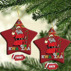 Funny Merry Kwanzaa Xmas Christmas Ornament African American Holiday Black Santa Kinara Candles