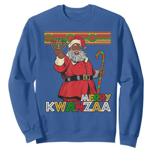 Funny Merry Kwanzaa Christmas Sweatshirt African American Holiday Black Santa Kinara Candles