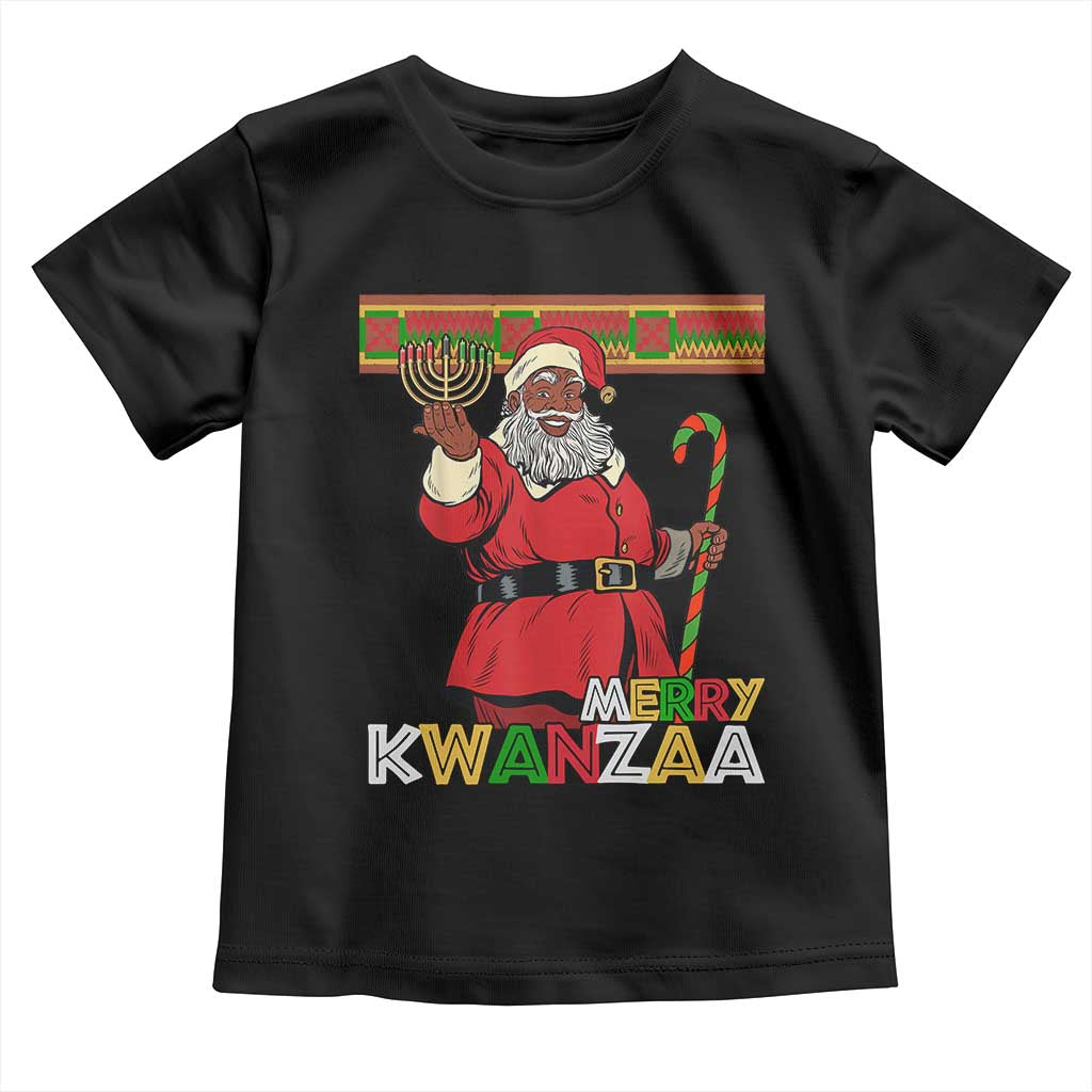 Funny Merry Kwanzaa Christmas Toddler T Shirt African American Holiday Black Santa Kinara Candles