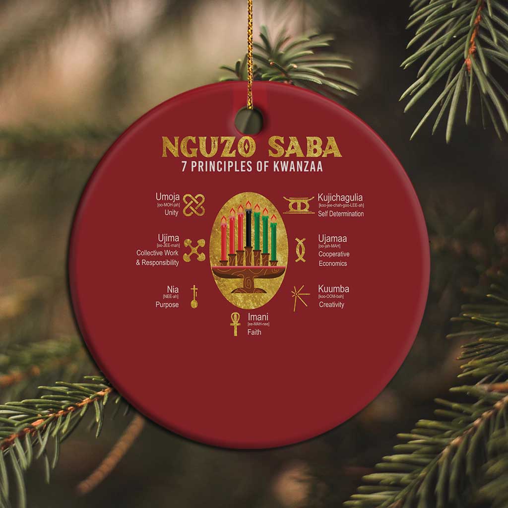 Nguzo Saba Symbols The 7 Principles Of Kwanzaa Kinara Candles African Holiday Christmas Ornament