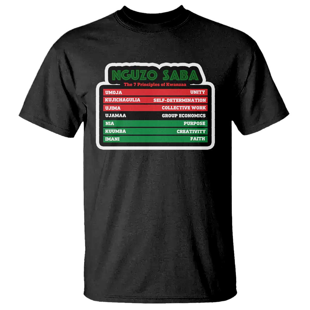 Nguzo Saba The 7 Principles Of Kwanzaa African American T Shirt