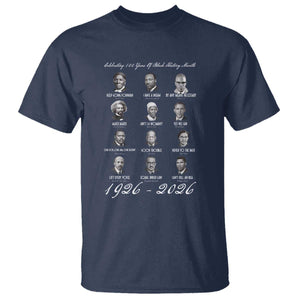 Celebrating 100 Years Of Black History Month 1926 2026 T Shirt Black Leaders