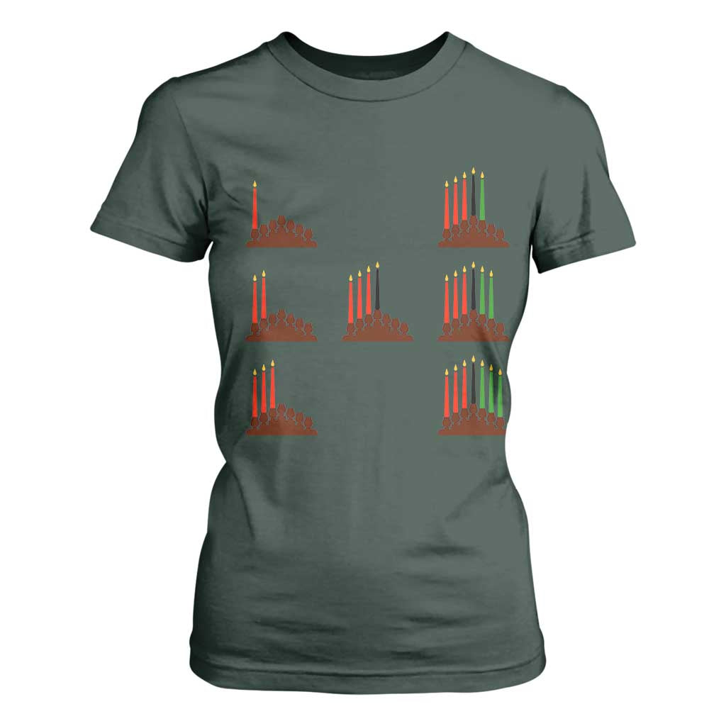 Kwanzaa Kinara Seven Candles African American Holiday T Shirt For Women - African Pride