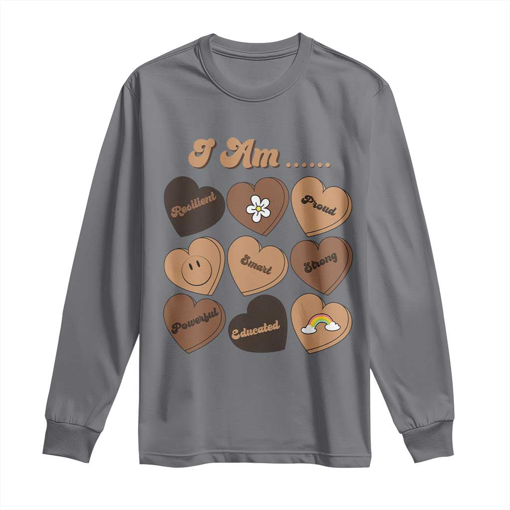 African American Proud Black History Long Sleeve Shirt Melanin Hearts