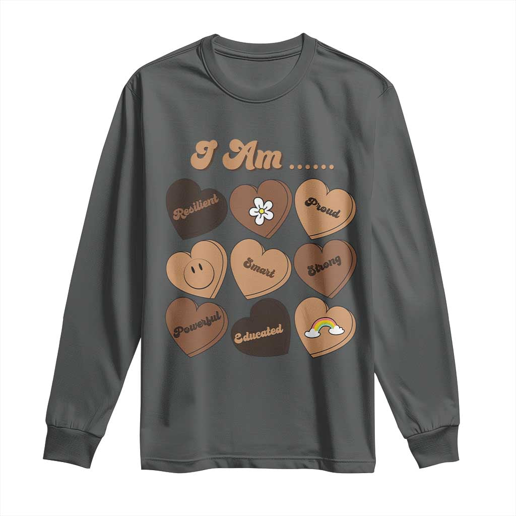 African American Proud Black History Long Sleeve Shirt Melanin Hearts