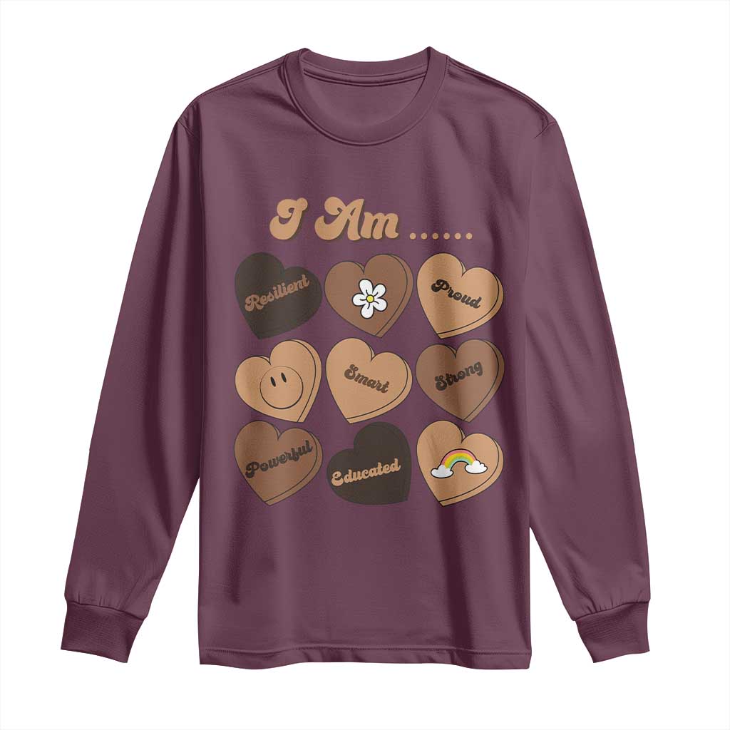 African American Proud Black History Long Sleeve Shirt Melanin Hearts