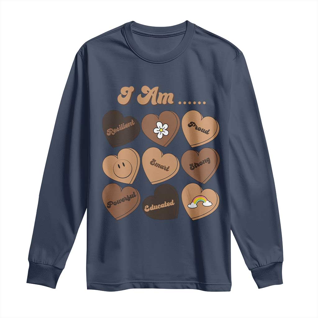 African American Proud Black History Long Sleeve Shirt Melanin Hearts