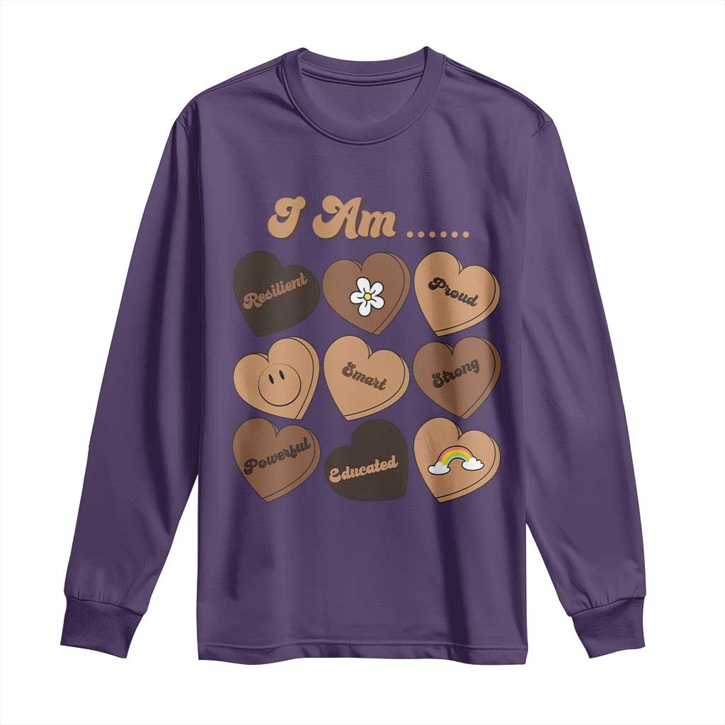 African American Proud Black History Long Sleeve Shirt Melanin Hearts