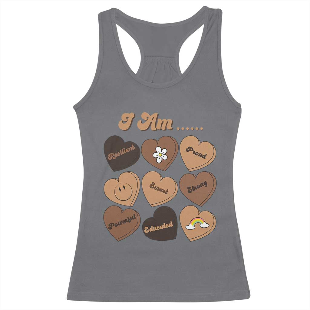 African American Proud Black History Racerback Tank Top Melanin Hearts