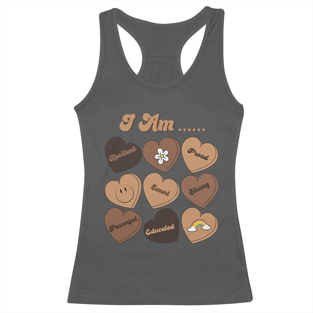 African American Proud Black History Racerback Tank Top Melanin Hearts