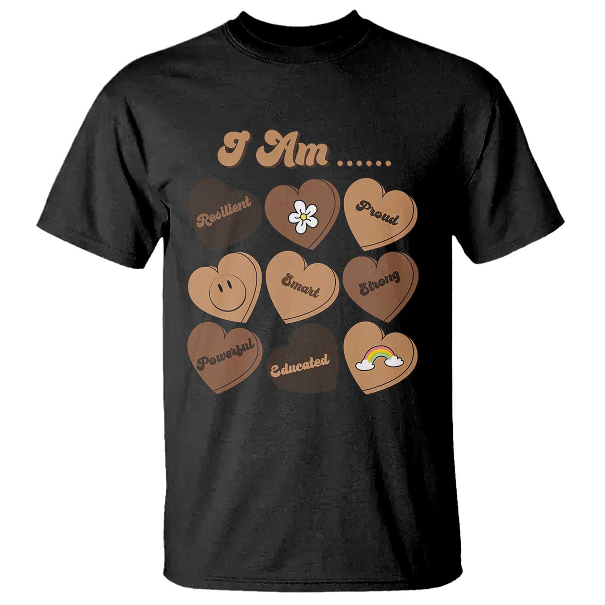 African American Proud Black History T Shirt Melanin Hearts