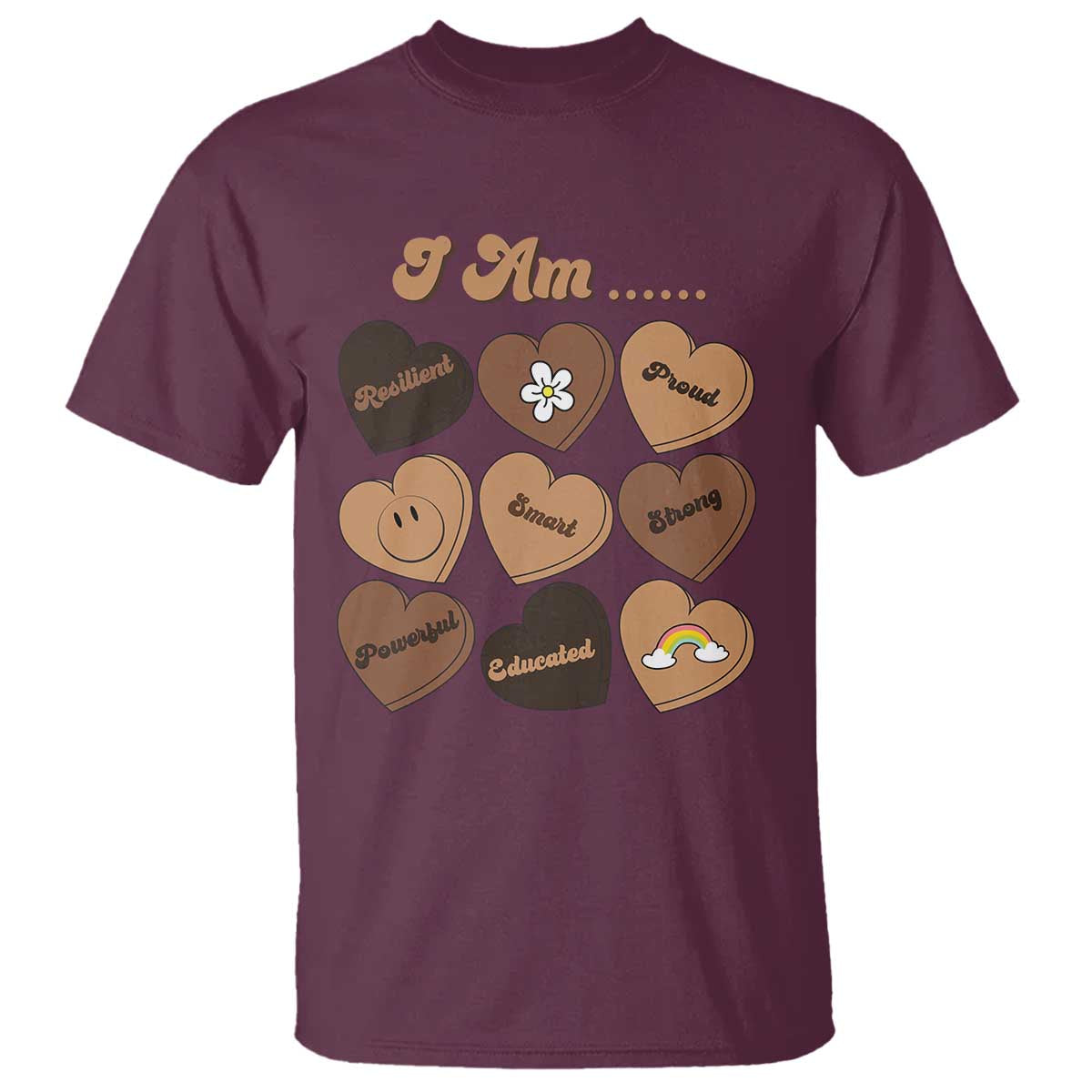 African American Proud Black History T Shirt Melanin Hearts