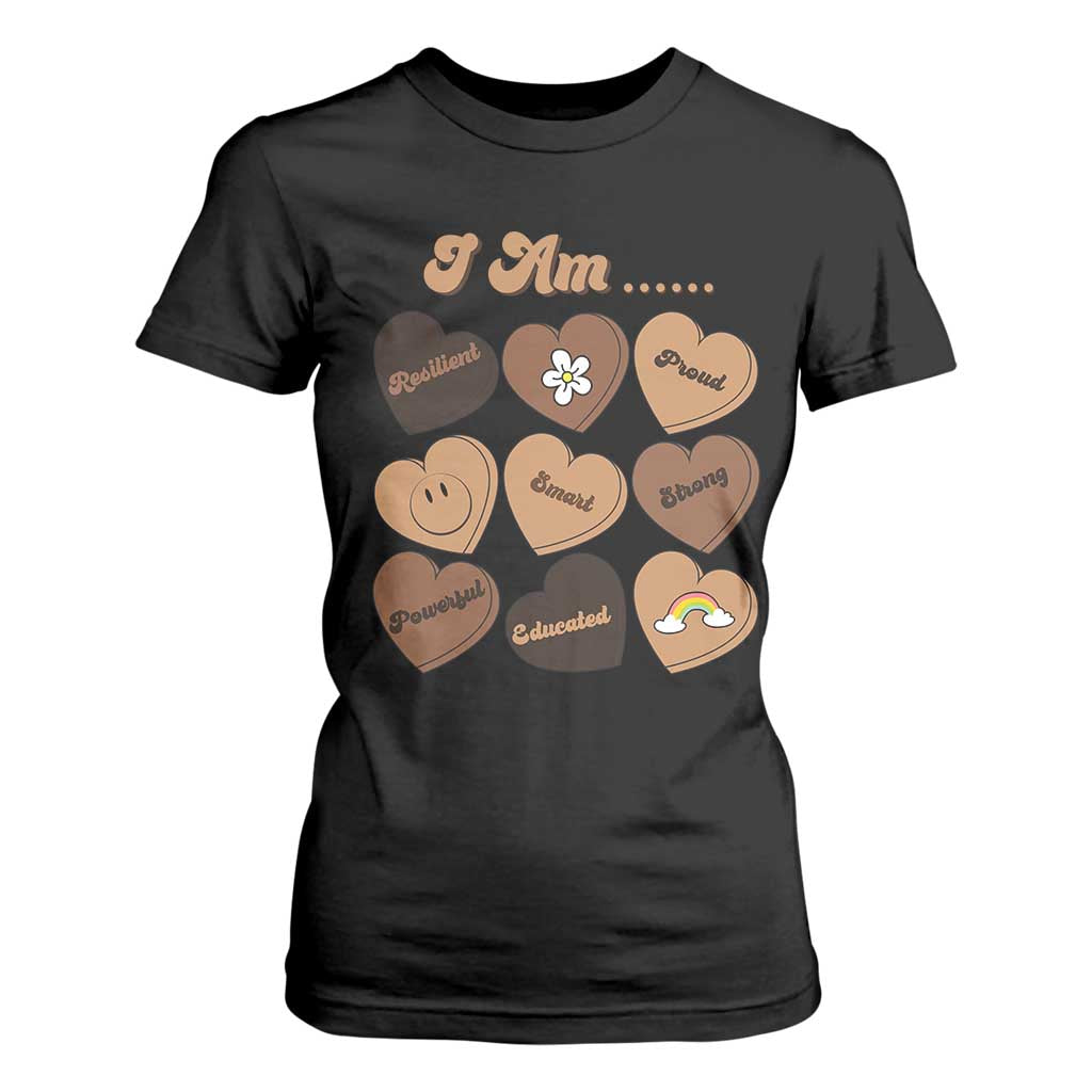 African American Proud Black History T Shirt For Women Melanin Hearts