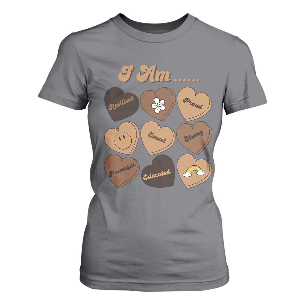 African American Proud Black History T Shirt For Women Melanin Hearts