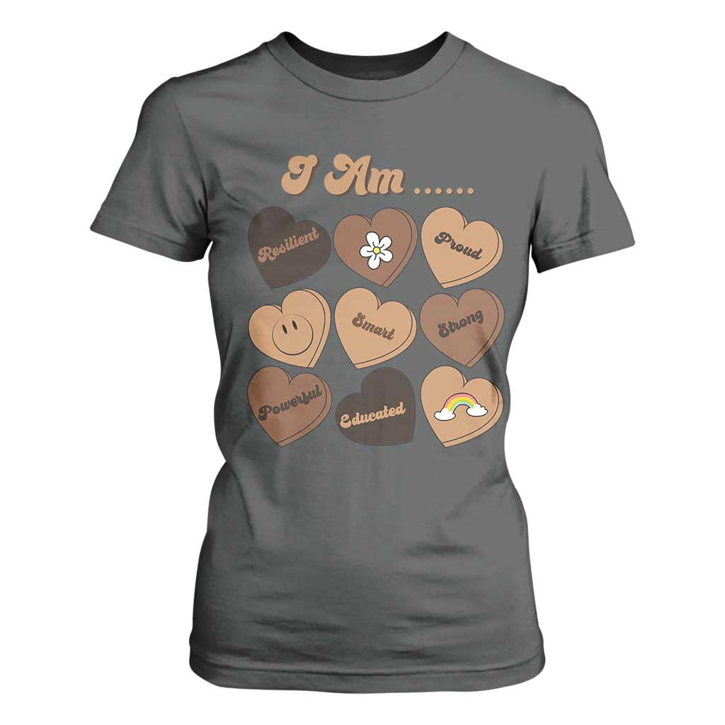 African American Proud Black History T Shirt For Women Melanin Hearts