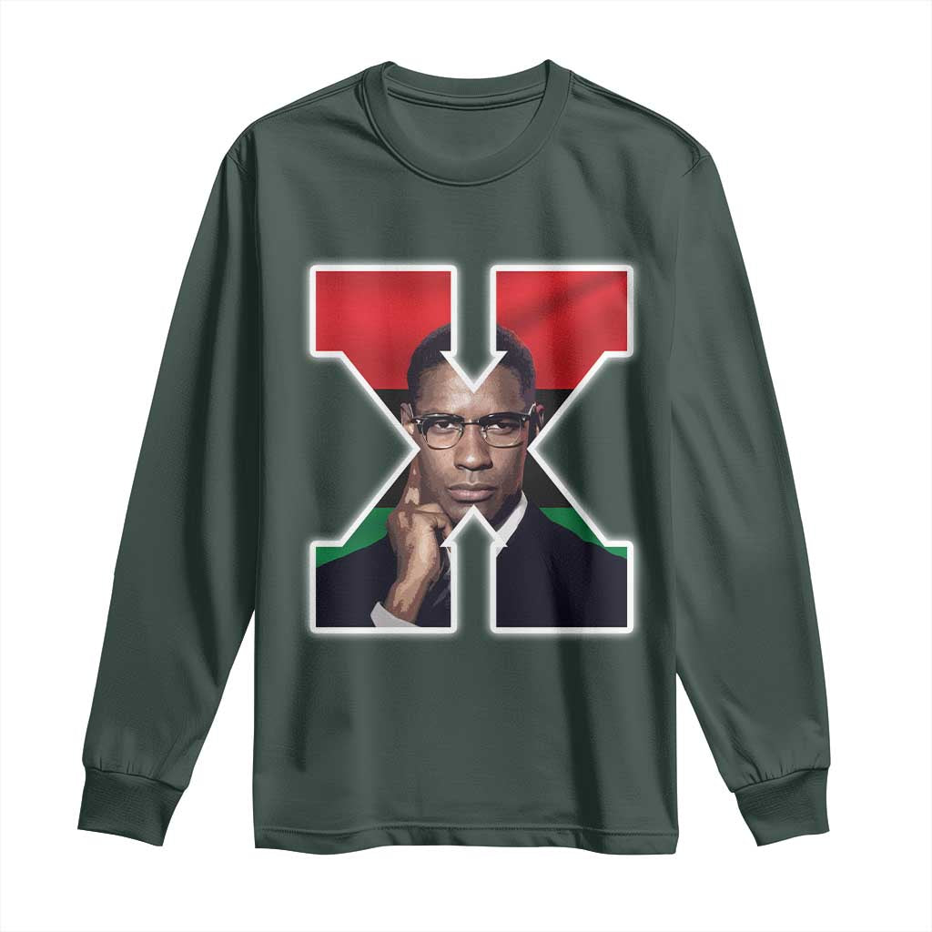 Malcolm X Black Liberation Flag Black History Month Long Sleeve Shirt