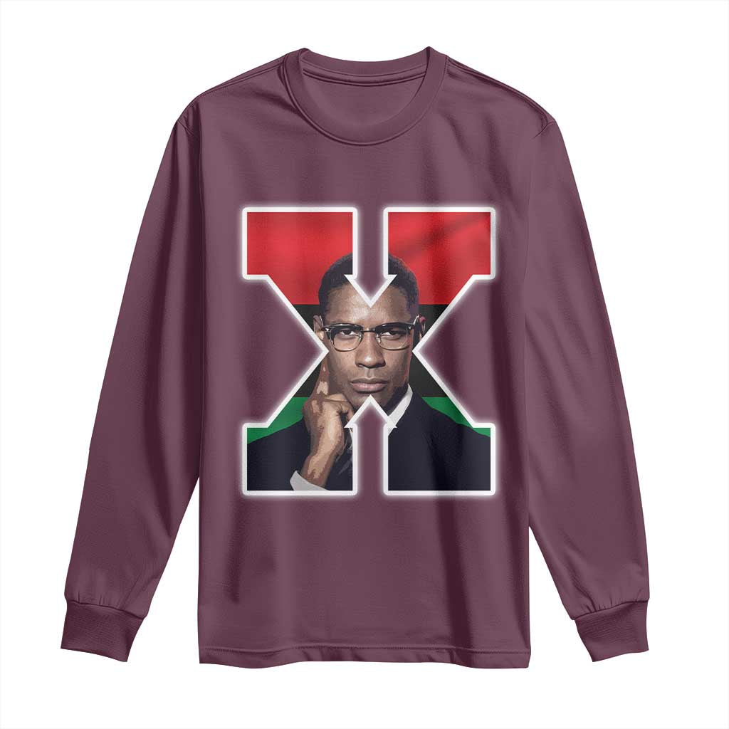 Malcolm X Black Liberation Flag Black History Month Long Sleeve Shirt