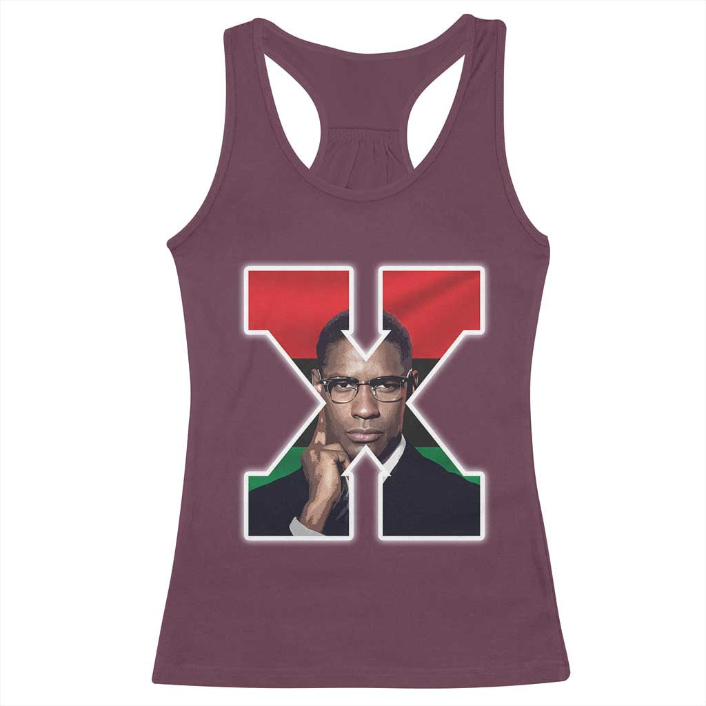 Malcolm X Black Liberation Flag Black History Month Racerback Tank Top