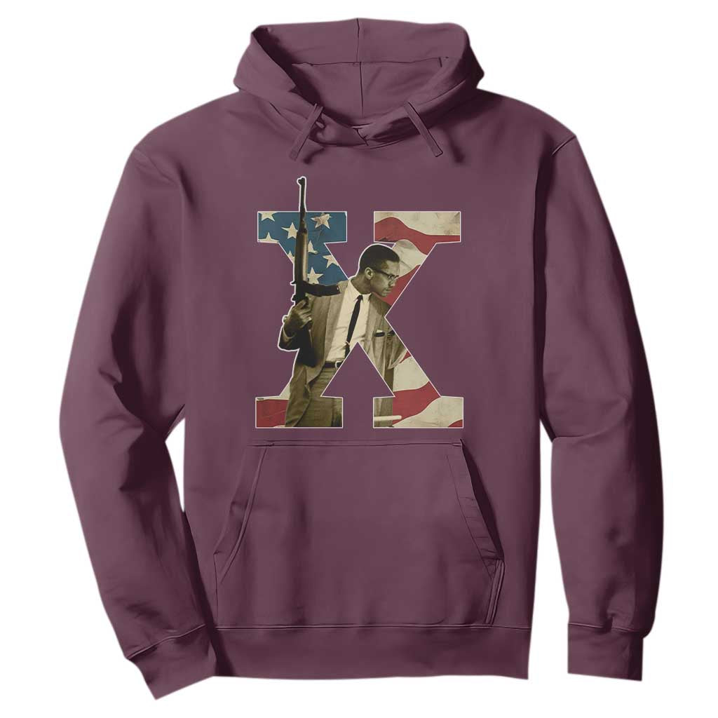 Malcolm X Hoodie Black History Leaders Vintage American Flag
