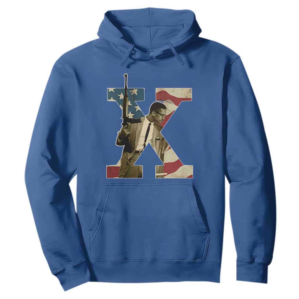 Malcolm X Hoodie Black History Leaders Vintage American Flag
