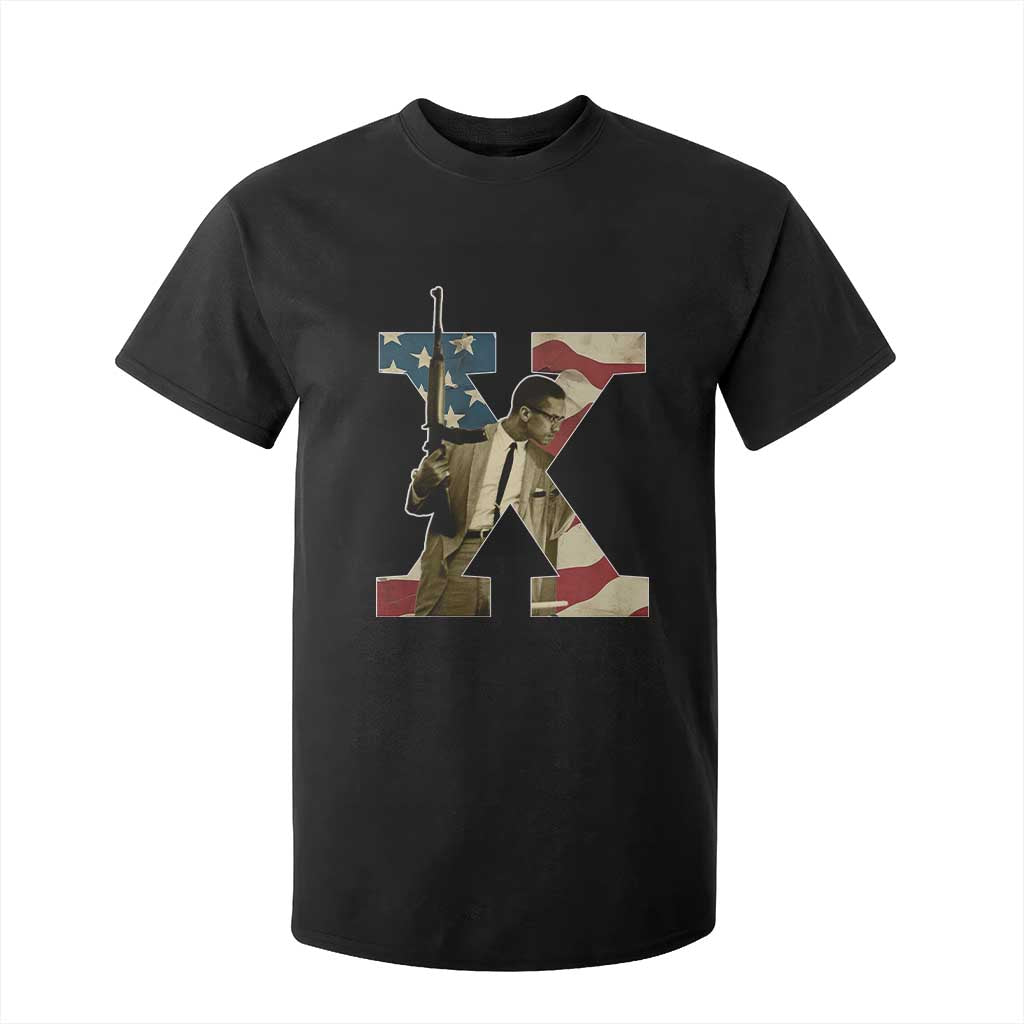 Malcolm X T Shirt For Kid Black History Leaders Vintage American Flag