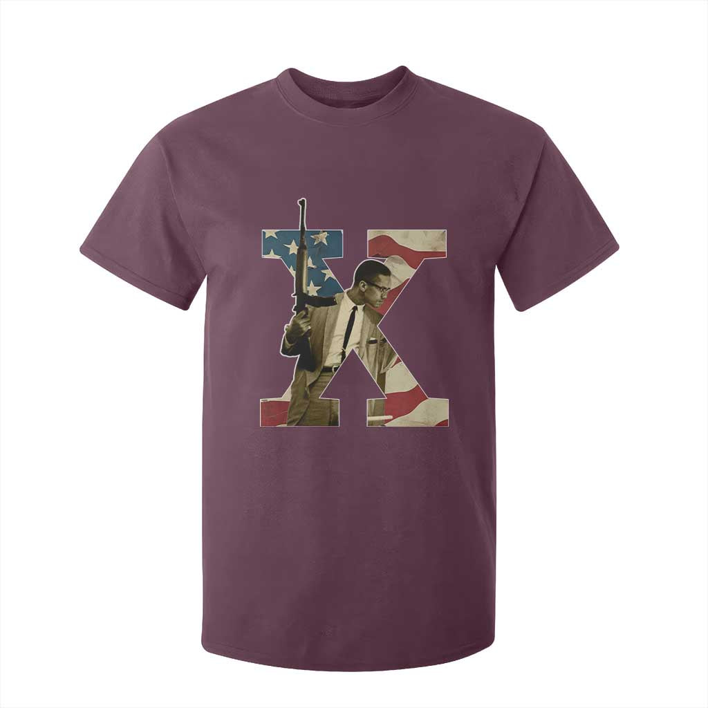 Malcolm X T Shirt For Kid Black History Leaders Vintage American Flag