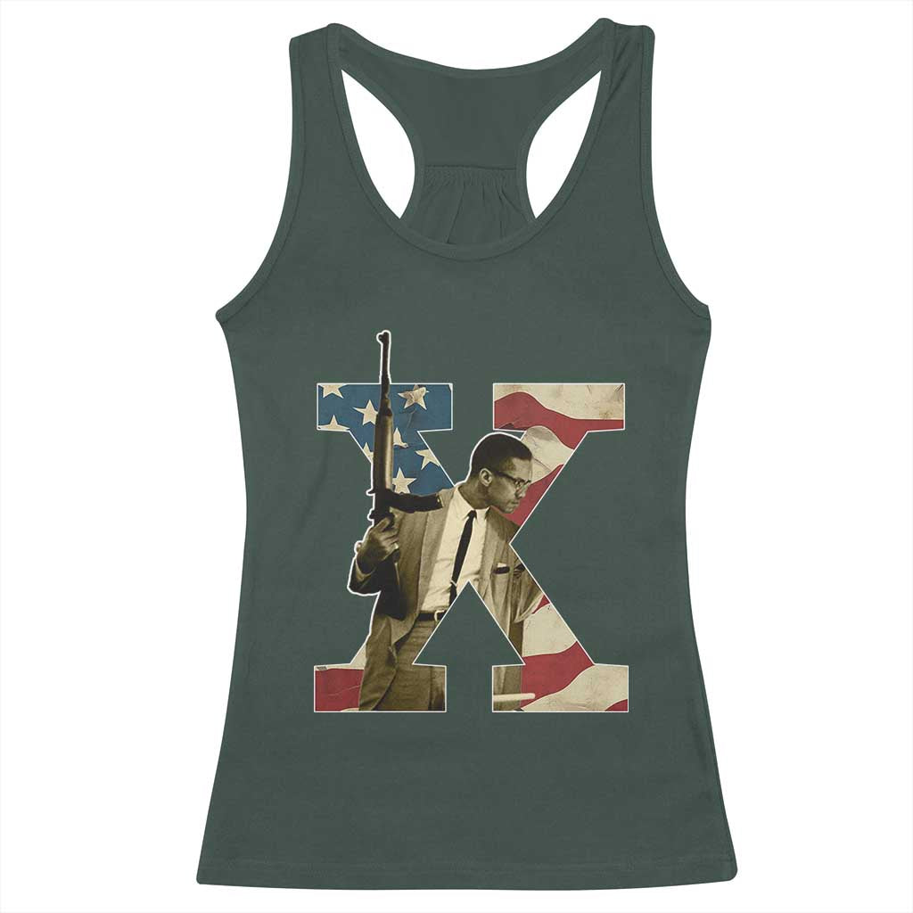 Malcolm X Racerback Tank Top Black History Leaders Vintage American Flag
