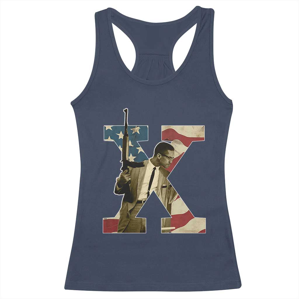 Malcolm X Racerback Tank Top Black History Leaders Vintage American Flag