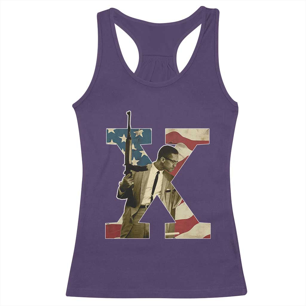 Malcolm X Racerback Tank Top Black History Leaders Vintage American Flag