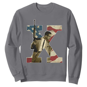 Malcolm X Sweatshirt Black History Leaders Vintage American Flag