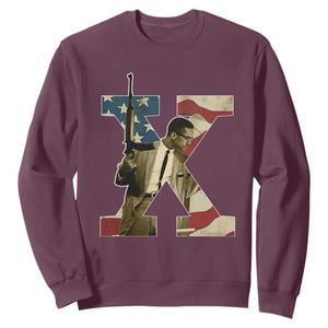 Malcolm X Sweatshirt Black History Leaders Vintage American Flag