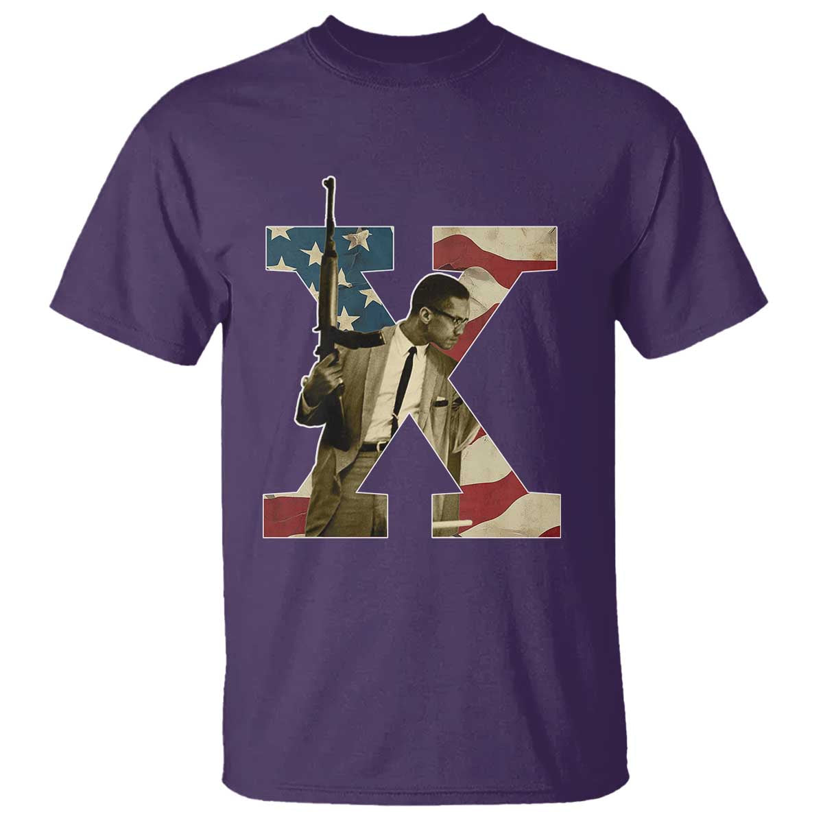 Malcolm X T Shirt Black History Leaders Vintage American Flag