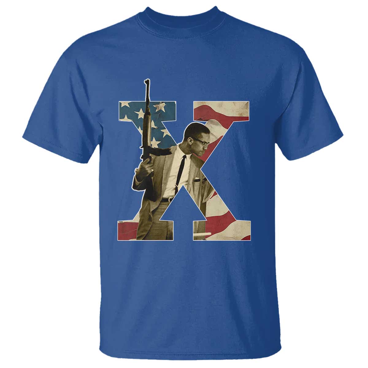 Malcolm X T Shirt Black History Leaders Vintage American Flag