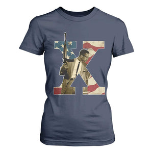 Malcolm X T Shirt For Women Black History Leaders Vintage American Flag
