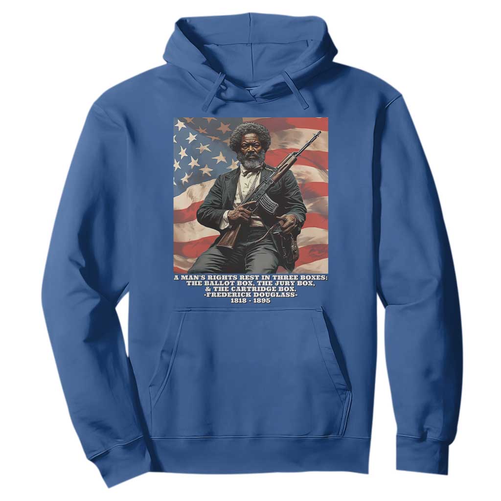 Frederick Douglass Hoodie A Man's Rights Rest In Three Boxes Vintage American Flag