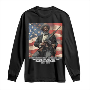 Frederick Douglass Long Sleeve Shirt A Man's Rights Rest In Three Boxes Vintage American Flag