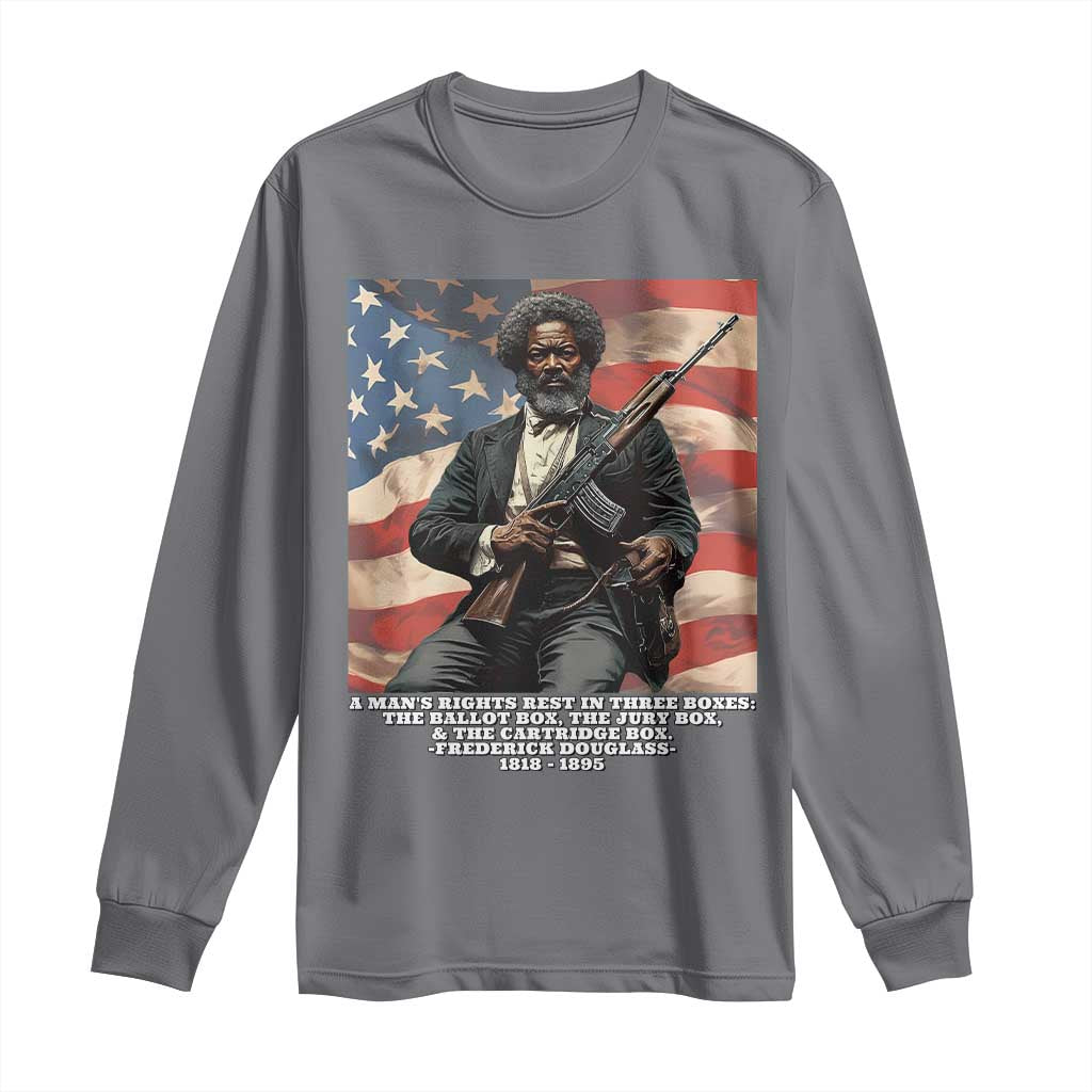 Frederick Douglass Long Sleeve Shirt A Man's Rights Rest In Three Boxes Vintage American Flag