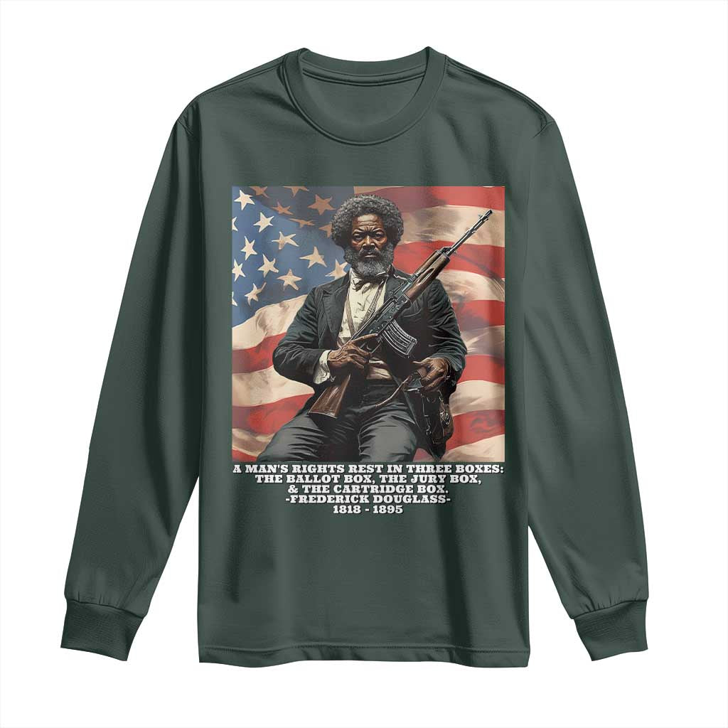 Frederick Douglass Long Sleeve Shirt A Man's Rights Rest In Three Boxes Vintage American Flag